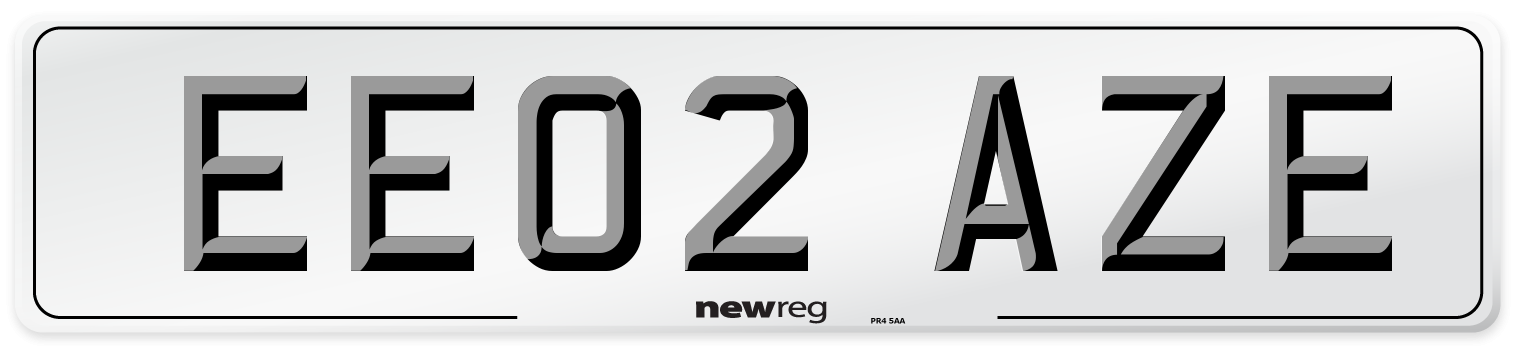 EE02 AZE Number Plate from New Reg